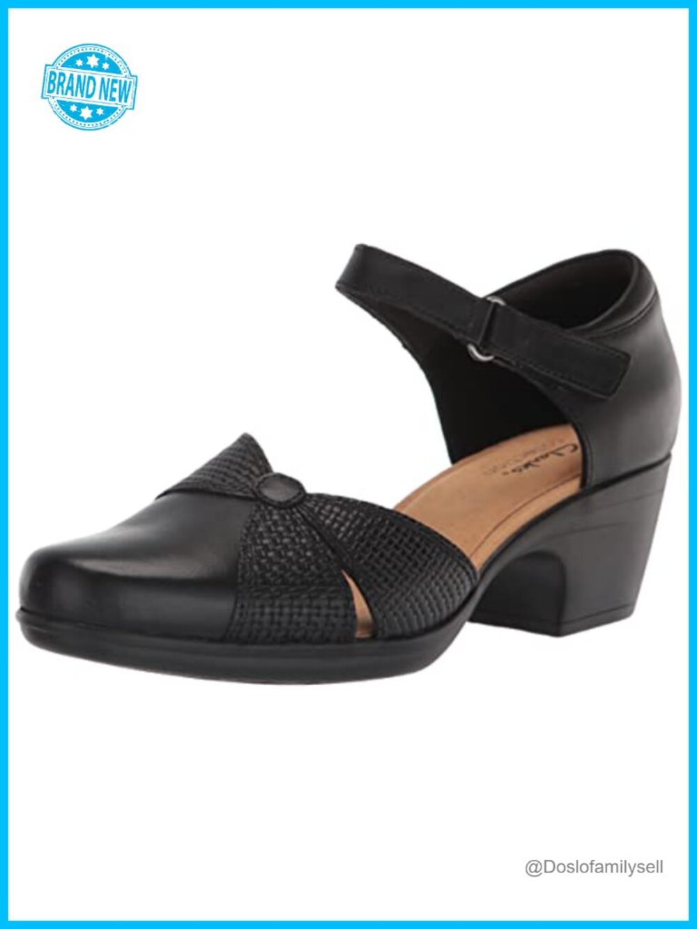 Clarks Emily Rae Leather Pumps Block Heel Business Casual